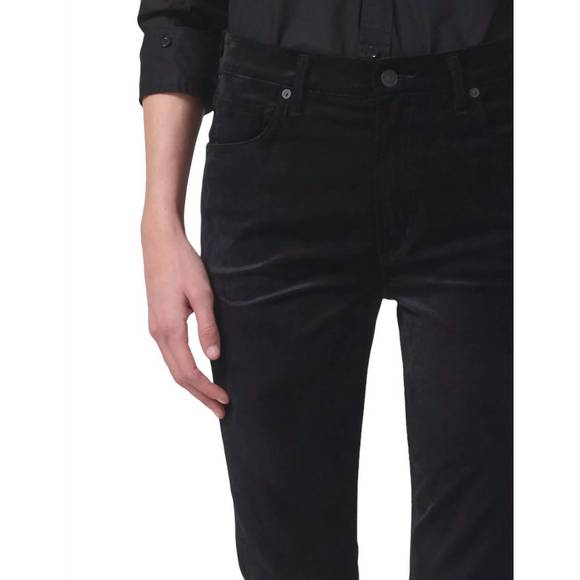 NEW CITIZENS OF HUMANITY isola cropped boot in velvet jeans in blk - Picture 4 of 4